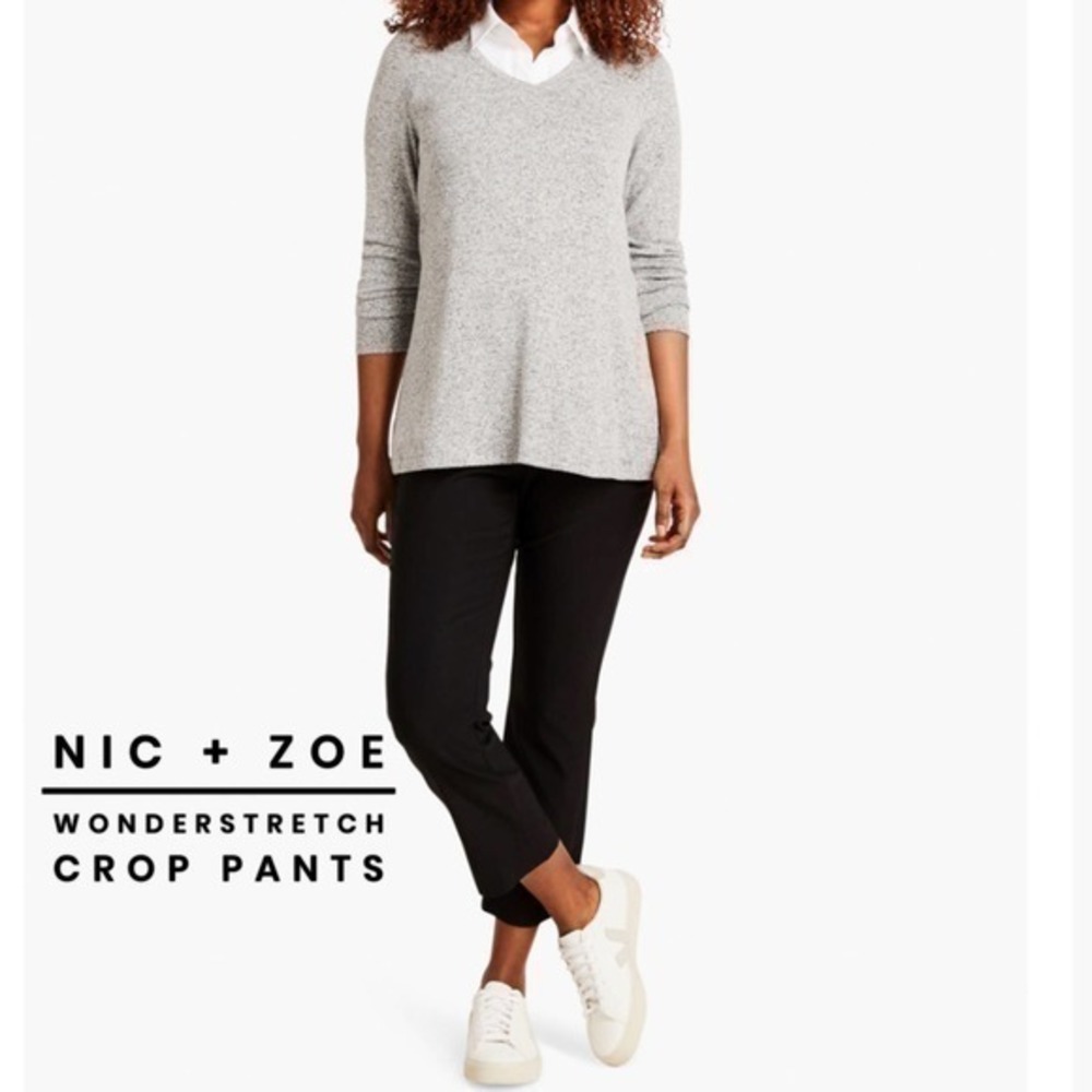 NWT - Nic + Zoe Wonderstretch Women Pants | 6P Cropped | Gray